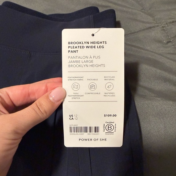 NWT Brooklyn Heights Pleated Wide Leg Pants, Navy, Size 12 - Picture 8 of 8